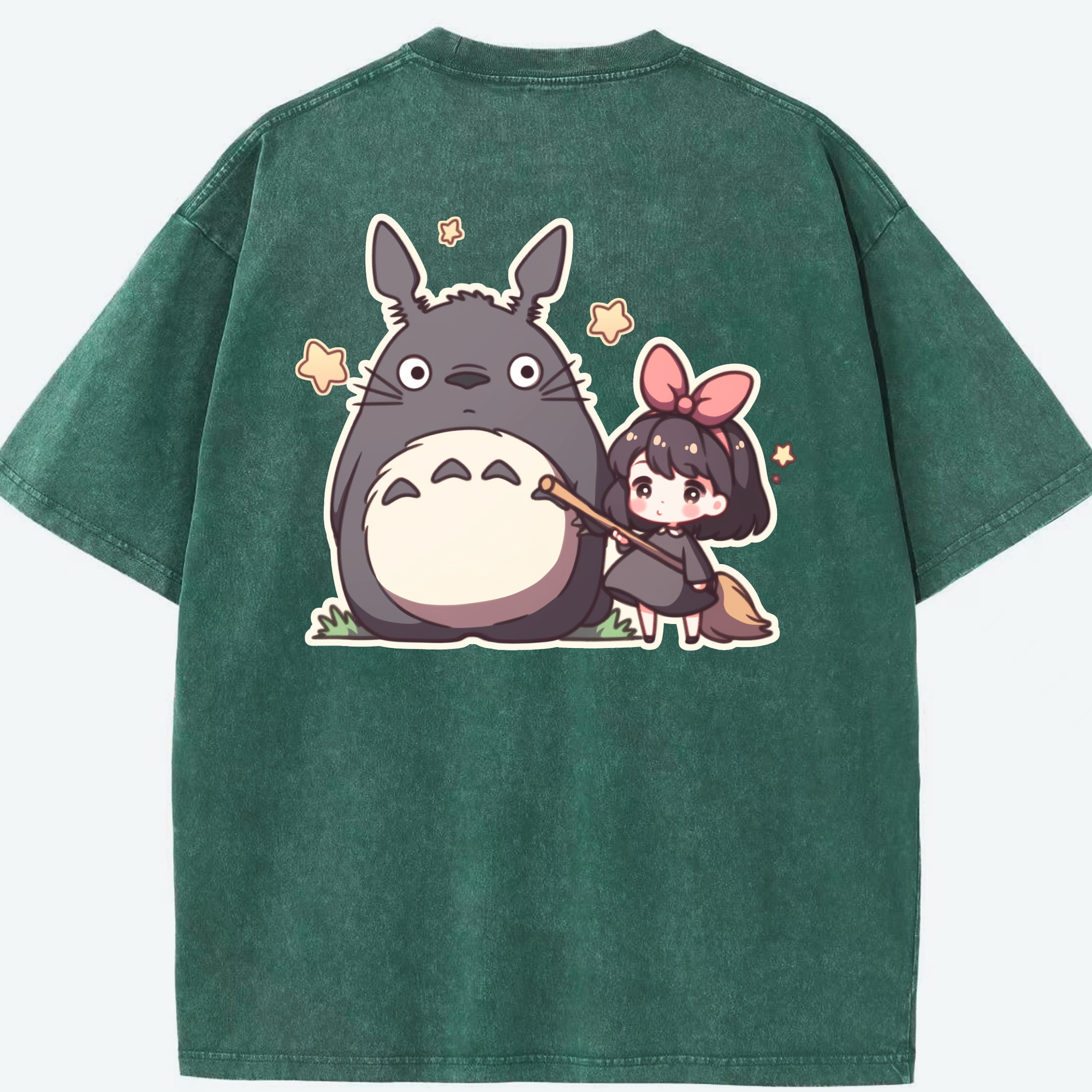 （画像用） となりのトトロ 草壁メイ 草壁サツキ My Neighbor Totoro Satsuki Kusakabe Mei Kusakabe 綿100% ヴィンテージ風 半袖Tシャツ（背面プリント）